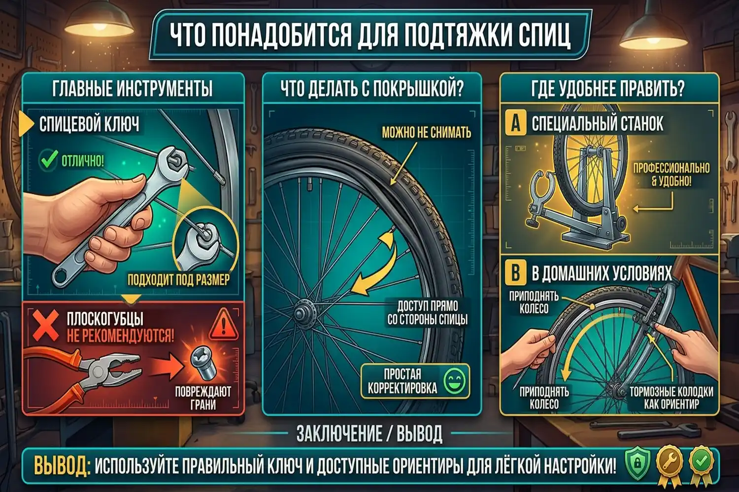что понадобится для подтяжки спиц