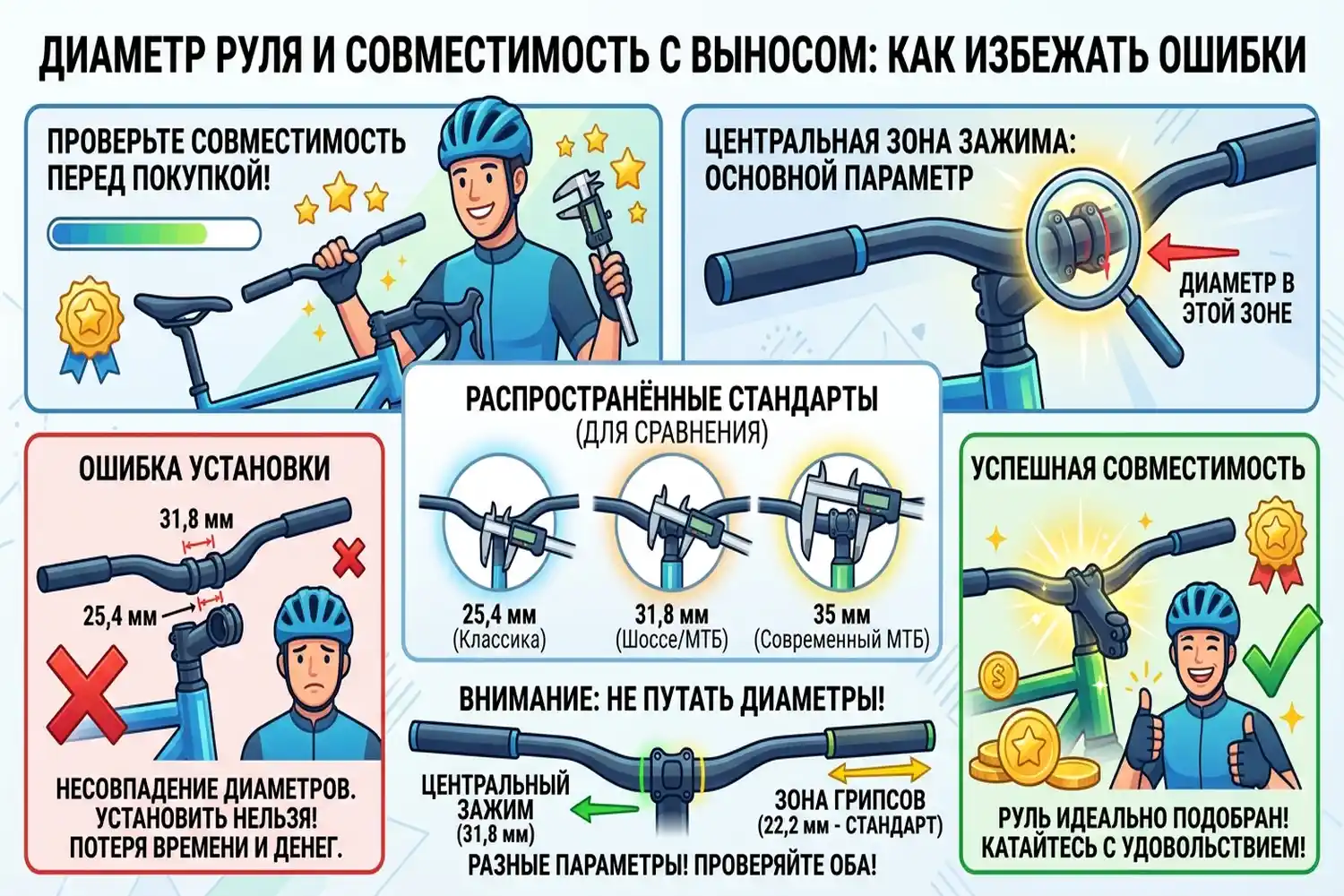 диаметр руля и совместимость с выносом
