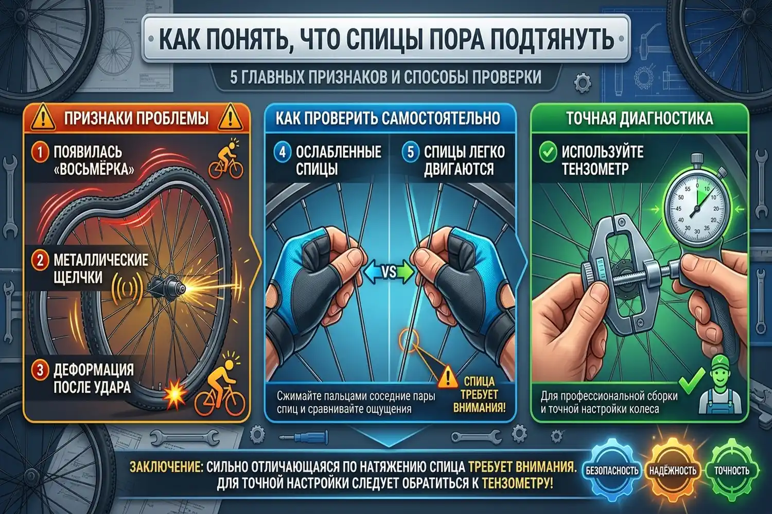 как понять, что спицы нужно подтянуть