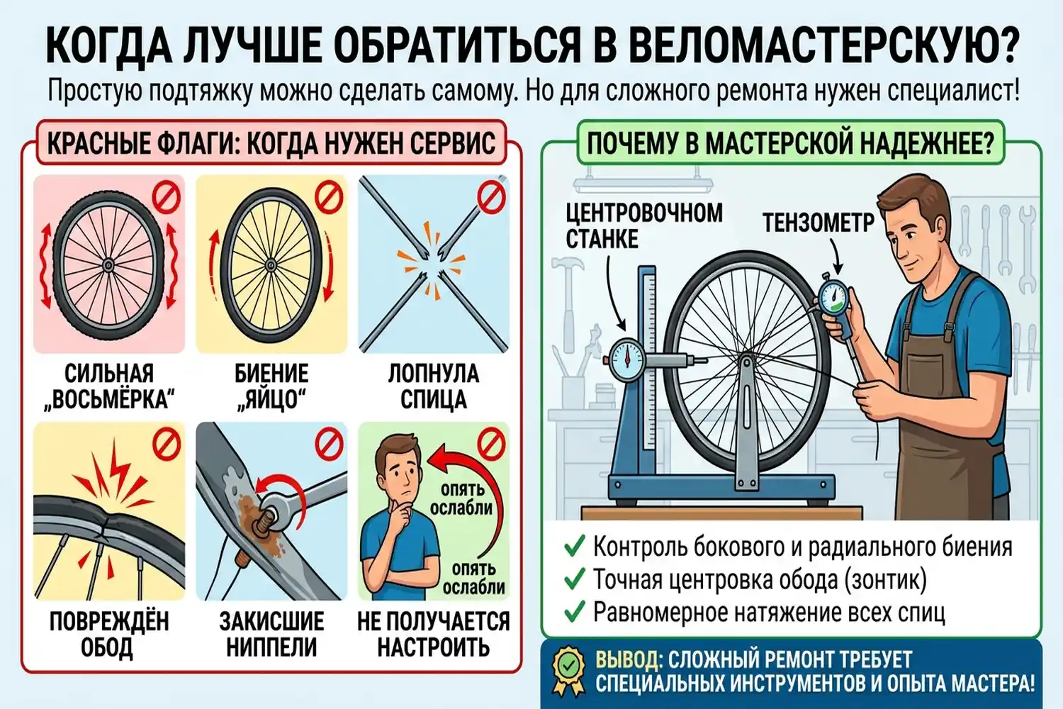 когда лучше обратиться в веломастерскую