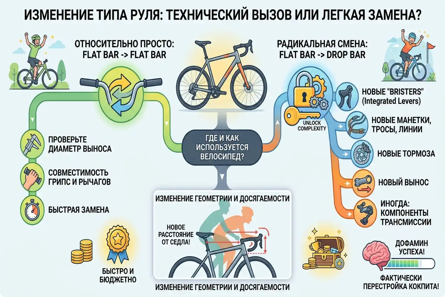 можно ли поставить другой тип руля на велосипед