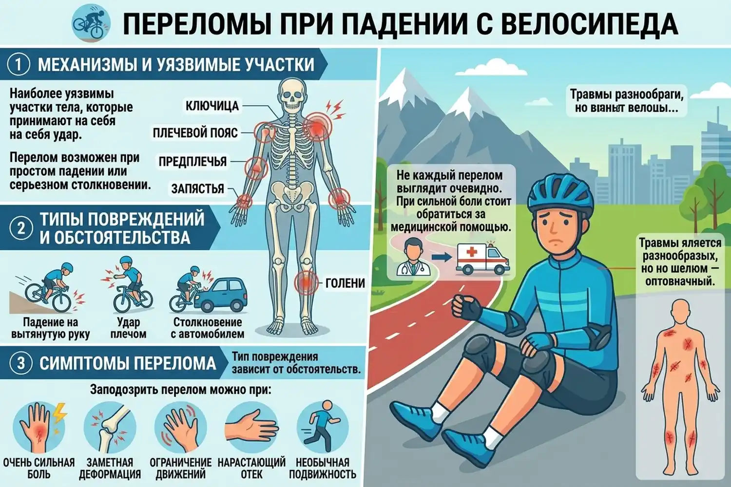 переломы при падении с велосипеда