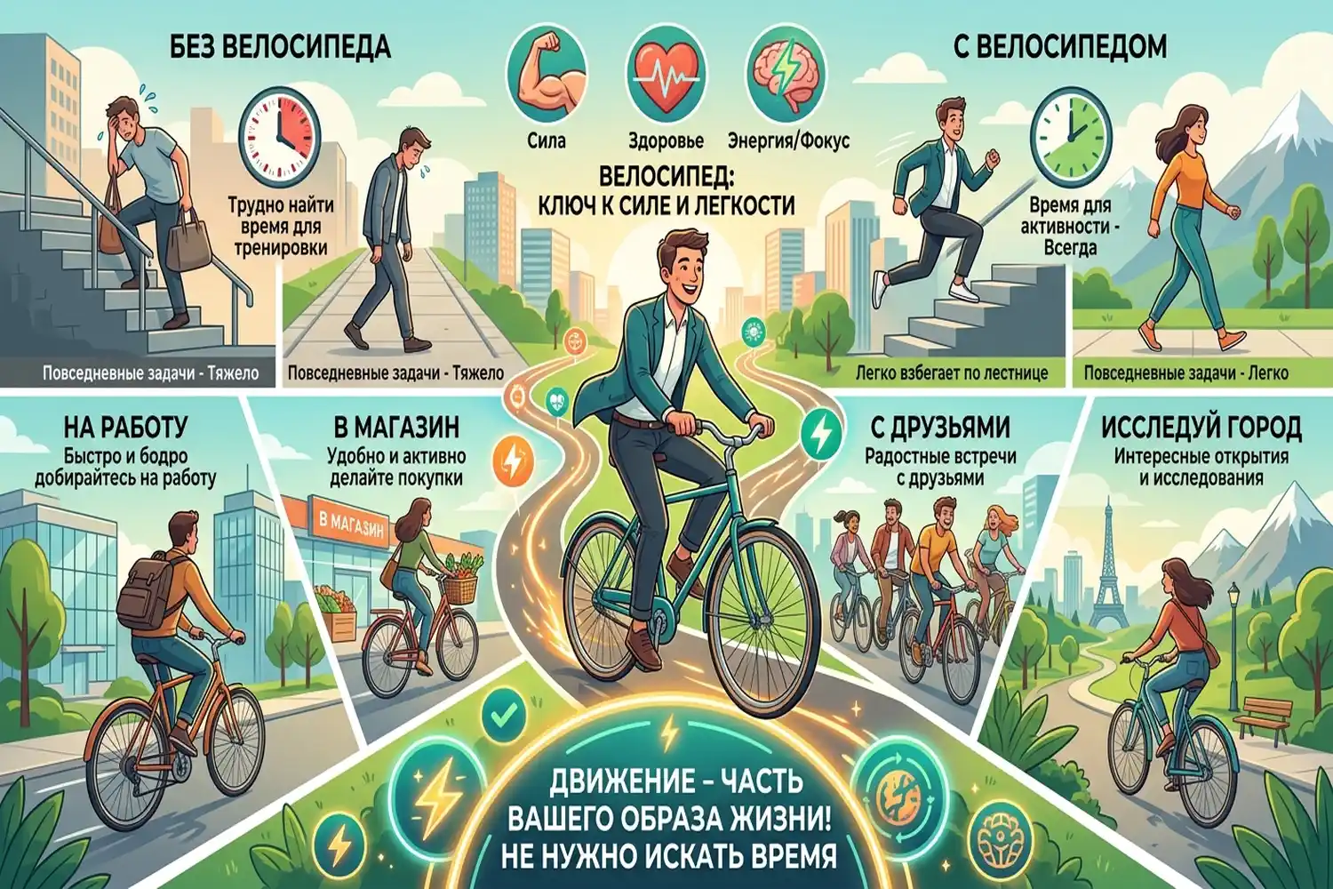 польза велосипеда для повседневной жизни