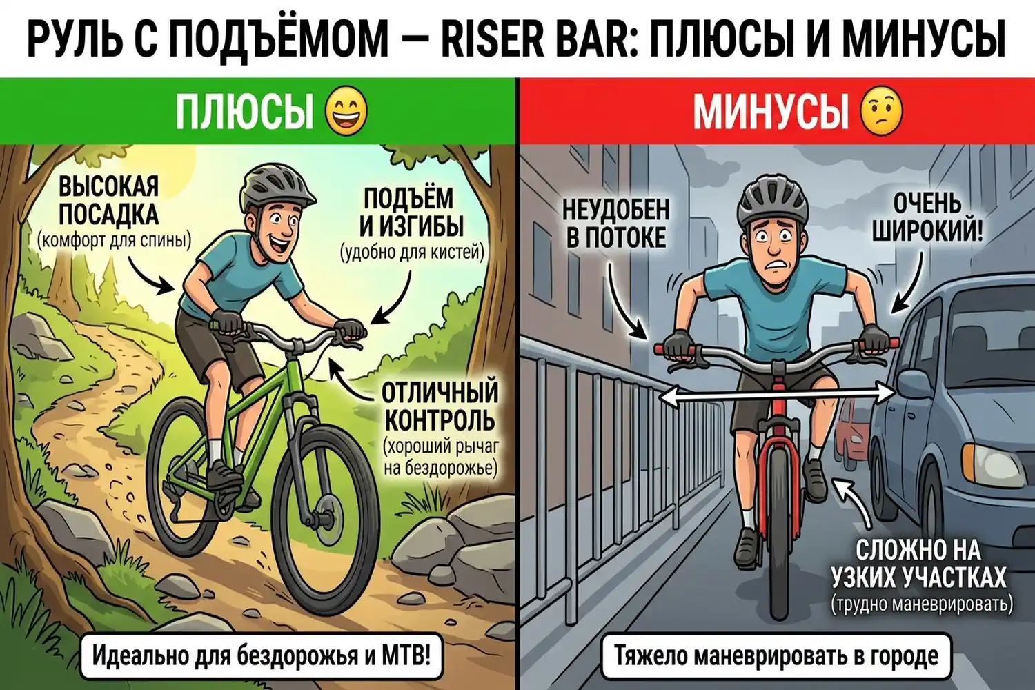 руль с подъёмом riser bar